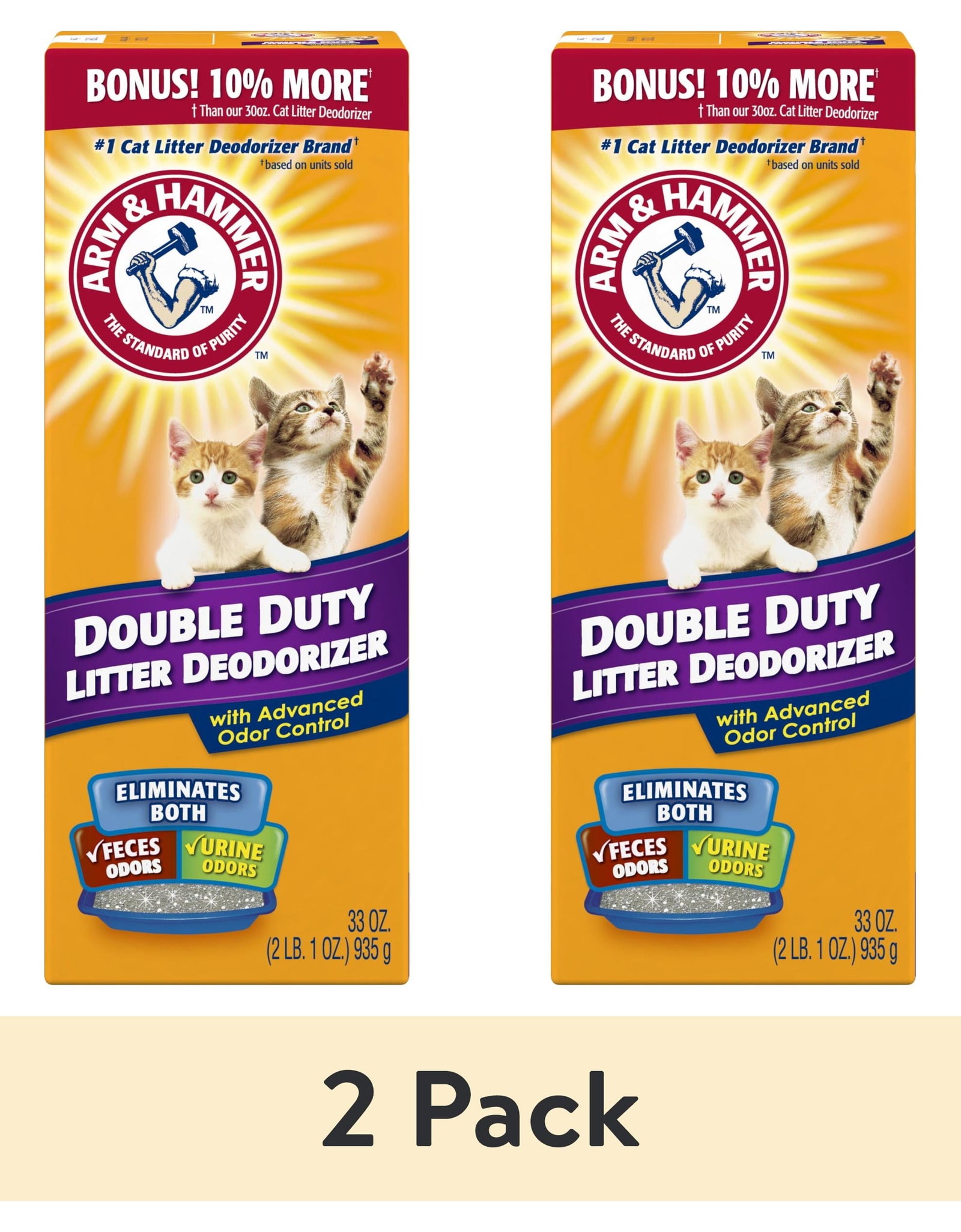 (2 Pack)  Double Duty Cat Litter Deodorizer and Pet Odor Eliminator, 33 Oz Box