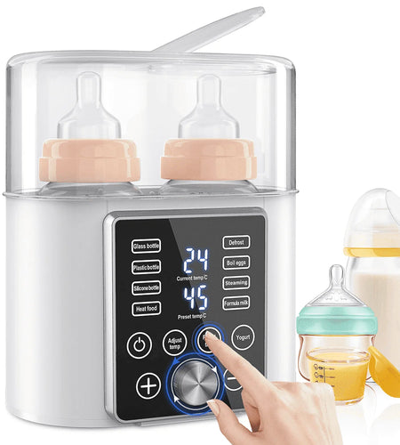 Baby Bottle Warmer, 12-In-1 Babies Fast Bottle Milk Warmer, Double Food Heater Defrost Bpa-Free with Twins, LCD Display, Timer & 24H Temperature Control for Breastmilk & Formula