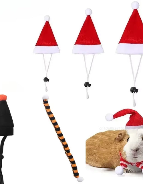 Load image into Gallery viewer, Hamster Christmas Halloween Costume Guinea Pig Small Pet Hat Scarf Headwear Pet Outfits for Chinchilla Rabbit Bunny Accessories
