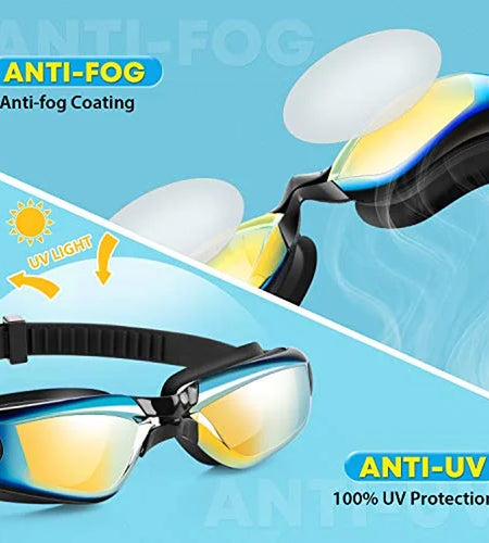 Kids Swim Goggles anti Fog Swimming Goggles Clear No Leaking for Child, Black