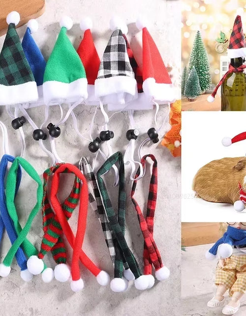 Load image into Gallery viewer, Hamster Christmas Halloween Costume Guinea Pig Small Pet Hat Scarf Headwear Pet Outfits for Chinchilla Rabbit Bunny Accessories

