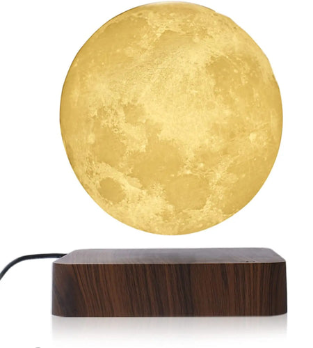 ZK30 Levitating Moon Lamp Night Light Floating 3D Printing LED Moon Lamp with Wooden Base and Magnetic with 3 Colors