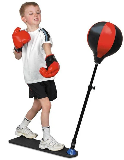 Load image into Gallery viewer, Playworld Boxing Punching Bag Set with Gloves, Pump and Adjustable Stand - Red

