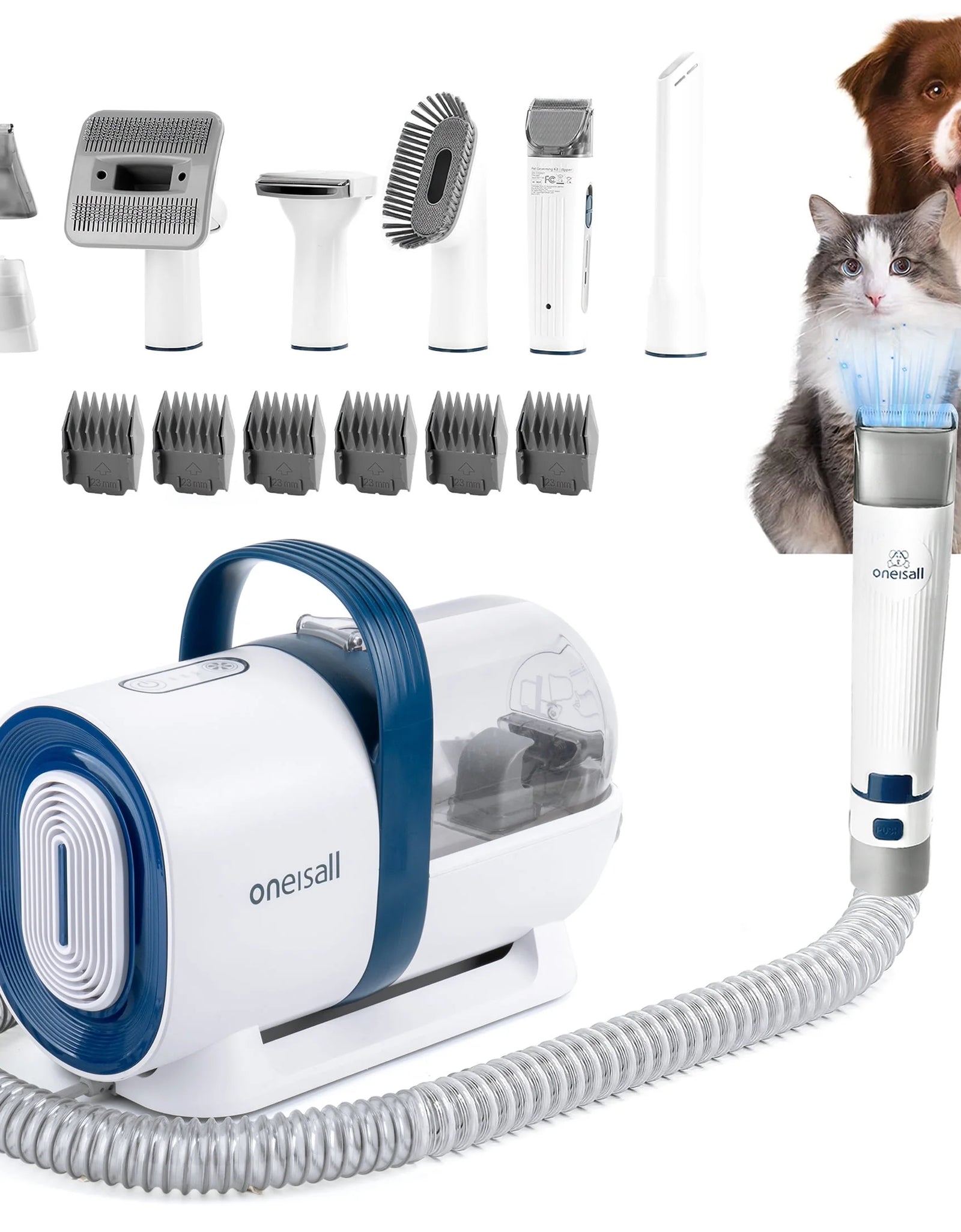 7 in 1 Dog Grooming Kit, Low Noise Pet Grooming Vacuum with 1.5 L Dust Cup, Dog Vacuum for Shedding Grooming, with 7 Professional Grooming Tools for Dogs Cats Pet Hair & Home Car Cleaning