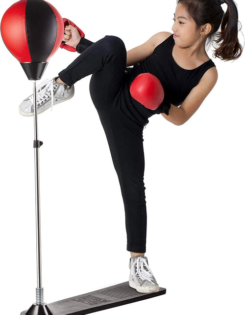 Load image into Gallery viewer, Playworld Boxing Punching Bag Set with Gloves, Pump and Adjustable Stand - Red
