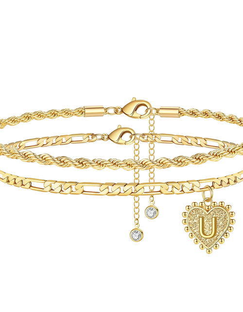 Load image into Gallery viewer, Initial Ankle Bracelets for Women Dainty Heart Foot Gold Jewelry Summer Gifts
