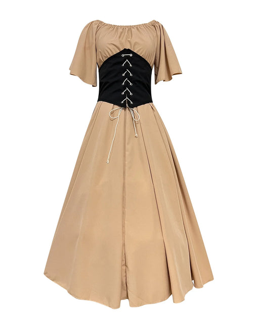 Load image into Gallery viewer, Womens Renaissance Faire Dresses Medieval Irish Traditional plus Size Dresses Ruffle over Dress Corset Retro Cosplay Gown
