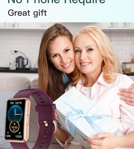 Fitness Tracker No Bluetooth No APP No Phone Needed, Fitness Watch for Men Women Parents IP68 Waterproof with Full Touch Screen Steps Calories Counter Sleep Tracker Alarm Clocks (Purple)