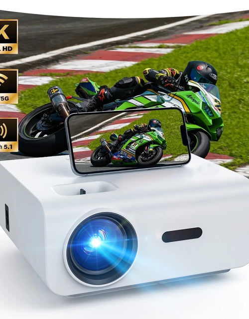 Load image into Gallery viewer, 1080P Mini Projector with 5G Wifi and Bluetooth, 240 ANSI, Support 4K, Compatible with Soundbar, 100" Screen Included
